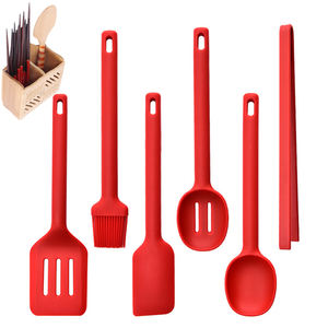 Ensemble d'ustensiles <span class=keywords><strong>de</strong></span> cuisine en silicone 6 pièces Ustensiles <span class=keywords><strong>de</strong></span> cuisine en silicone antiadhésifs avec ensemble <span class=keywords><strong>de</strong></span> spatules - Product Image 1