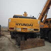 Excavatrice sur pneus Hyundai R210W-7, haute efficacité, forte puissance, équipement de construction d'occasion avec moteur à engrenages et pompe, 21 tonnes