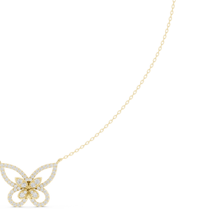 Unique Design Pave Diamond Filigree Butterfly Stationary Pendant <b>Necklace</b> for Women Daily Wear Minimalist Jewelry Gift for Sale - Product Image 1