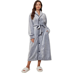Spedizione Gratuita: Vestaglia Kimono Lunga in <span class=keywords><strong>Pile</strong></span> per <span class=keywords><strong>Donna</strong></span> <span class=keywords><strong>con</strong></span> Tasche e <span class=keywords><strong>Bottoni</strong></span>, Camicia da Notte Personalizzata - Product Image 1