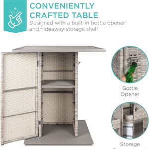5-mảnh ngoài trời wicker <span class=keywords><strong>Bar</strong></span> bảng thiết lập cho Patio hồ bơi sân sau được xây dựng trong mở chai ẩn lưu trữ Kệ - Product Image 5