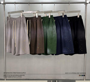 Shorts pour hommes classiques, décontractés, vintage, surdimensionnés, avec logo personnalisé imprimé, en tissu éponge 100% coton 325 g/m², lavés à l'acide - Product Image 6