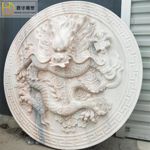 Relieve mural de piedra JIAHUA SCULPTURE con diseño chino de loto y pez, tallado en piedra natural para patio, hotel, villa. - Product Image 3