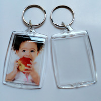 Porte-clés en acrylique transparent vierge de haute qualité, personnalisable avec impression, cadre photo DIY pour souvenir