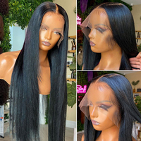 Perruques en cheveux humains bruts lisses brésiliens avec base en dentelle, longueur longue, marque MOONHAIR, pour application en dentelle complète sur les femmes noires