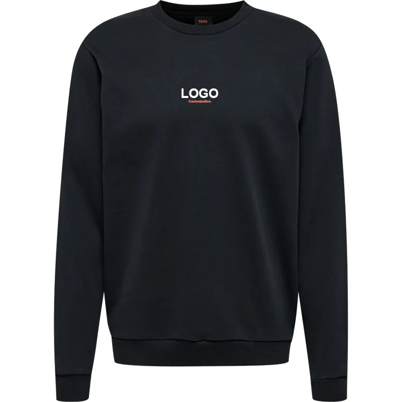 Tùy chỉnh Mens quá khổ Áo nỉ dài tay áo Crew Neck gân Áo Thun lỏng bên dây kéo áo Tops