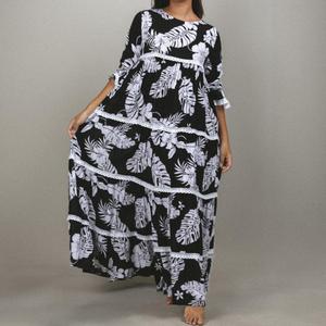 Abito Lungo a Strati in Rayon con <span class=keywords><strong>Stampa</strong></span> Floreale <span class=keywords><strong>Tropicale</strong></span> Personalizzata Aloha, Stile Hawaiano Bohémien per Vacanze - Product Image 1