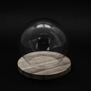 14cm blown custom clear glass dome globe cover display case glass oval dome clear glass for Desktop Flower