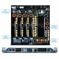 Amplificateur de puissance numérique DSP Dante classe D 4 canaux 2500W 4 ohms en métal pour enceintes audio professionnelles PA, caissons de basses et sonorisation de scène