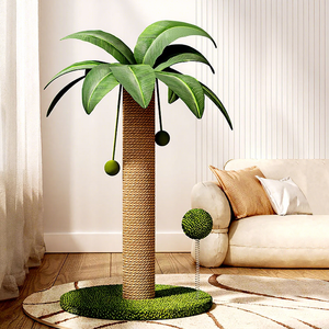 <b>Scratching</b> <b>Post</b> Palm Tree with Real Wood Turntable Toy and Large Sisal Ball Catnip Balls - Product Image 1