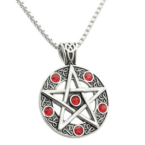 Collier pendentif étoile à cinq branches en acier inoxydable avec pierres colorées, design géométrique, pour cadeau, bijoux de mode - Product Image 3