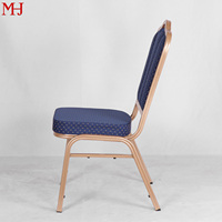 Chaise de banquet empilable en aluminium doré, durable, avec revêtement en velours bleu marine, pour salon, hôpital, hôtel, mariage et événements