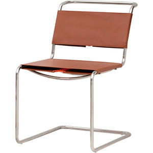 モダンミッドセンチュリーダイニングチェア、カフェ家具、ステンレススチール、北欧風高級チェア、フェイクレザーキッチンチェア - Product Image 1