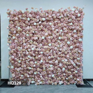 Penjualan terlaris 8 * 8ft 5D latar belakang mawar merah muda menggulung bunga buatan latar belakang dinding untuk dekorasi pernikahan mawar Pagi bunga dinding - Product Image 3