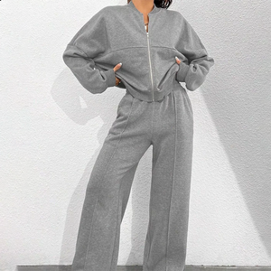 Women's Vintage Tracksuit Striped Loose Fit Washed Vintage for Women heavyweight 100% cotton hoodie hoodie and jogger set - Product Image 2