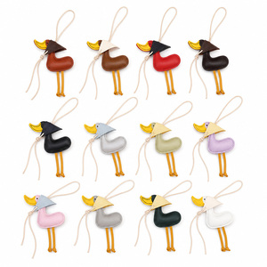 PU Leather Duck <b>Bag</b> <b>Charm</b> Hand-Stitched Cartoon Duck Purse <b>Charm</b> Keychain for Handbags Backpacks - Product Image 5