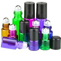 Botol Parfum Kecil 1ml 2ml 3ml 5ml, Botol Kaca Kosmetik untuk Oud Roll on, Botol Minyak Esensial Tipis untuk Rambut dengan Tutup Berwarna
