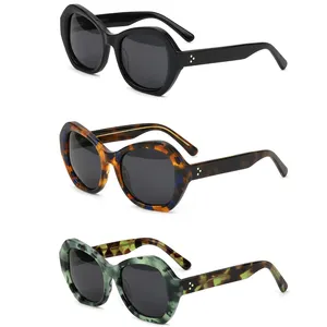 2023 New Arrival High-Grade Men Acetate Fashion Polarized Sunglasses Green Thick Acetate Women Style Sun Glasses