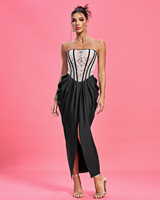 Ocstrade été 2024 femmes mode dentelle fendu Joint Satin Corset robe de soirée formelle Banquet noir et blanc robes de soirée