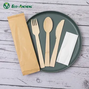 环保可降解畅销可降解一次性竹餐具纸包刀叉勺