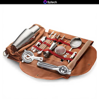 Kit de barman de voyage en acier inoxydable Sac à shaker à cocktails Boston Kit de barman Sac à outils de bar avec couleur et logo personnalisables
