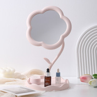 Grande demande Miroir de maquillage en forme de fleur de couleur personnalisée Miroir de maquillage ménager en plastique au design moderne