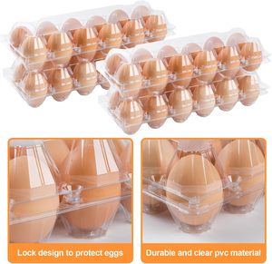 Boîte de transport en plastique transparent pour 30 œufs avec poignée, réutilisable, pour ferme, marché et emballage de détail - Product Image 3
