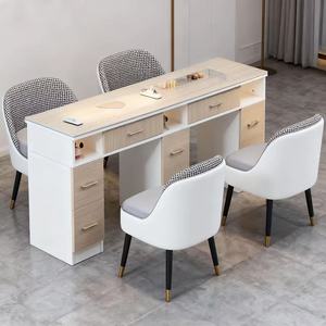Table de manucure de luxe légère et puissante avec aspirateur intégré, modèle tendance pour une, deux ou trois personnes, et chaises - Product Image 4