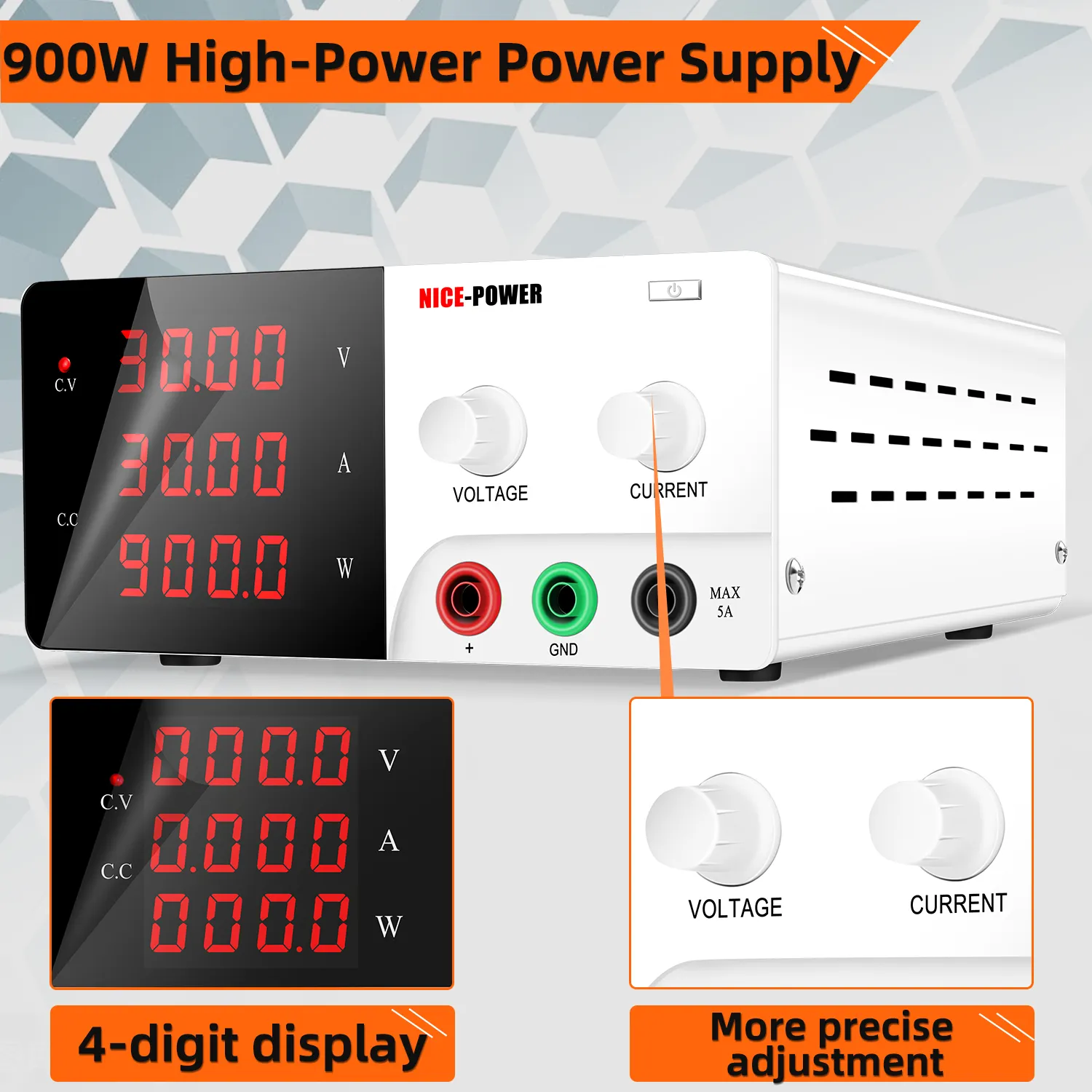 Nice Power 30V 20A 30V 30A 60V 10A Light Weight LED 4 Digital Laboratory DC Variable Switching Regulator Power Supply