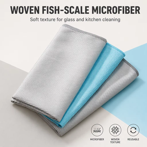 Panno in microfibra a scaglie di pesce ad asciugatura rapida 35x35cm per la rimozione di macchie da vetro, per auto e cucina - Product Image 3