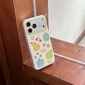 Coque de protection antichoc INS créative transparente avec motif de fruits et de mots pour <span class=keywords><strong>iPhone</strong></span> 18 Pro Max 17 Pro 16 15, finition mate beige - Product Image 3