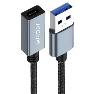 USB 3.1 10gbps USB A公到C型母数据线OTG USBA到USBC转换器快速充电线延长线