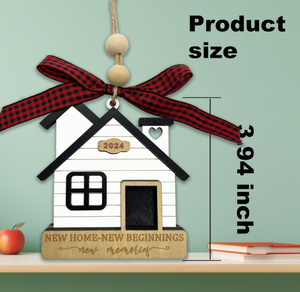 Astillas de madera talladas con láser personalizadas hechas a mano, modelo de casa de madera ahuecada decorativa colgante de Navidad directo de los fabricantes - Product Image 5