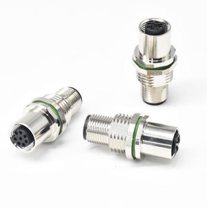 ขั้วต่อกันน้ำอุตสาหกรรม M12 IP67 แบบ 3/4/5/8 ขา ขั้วต่อสองด้าน ซีลสุญญากาศ บรรจุกาว ติดตั้งผ่านผนัง - Product Image 2