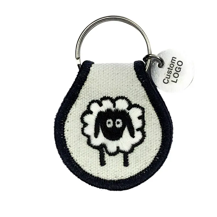 Keychain Custom Logo Embroidery Key chain for Promotional Gift jet tag custom fabric keychains jet tag name tag