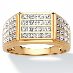 Real Diamond <b>Mens</b> Engagement <b>Ring</b> in 14K Yellow Gold - Product Image 2