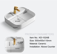 Lavabo de salle de bain en céramique de haute qualité KD-103AB avec trou pour robinet, Sanitaire Chaozhou, Moule de lavabo rectangulaire