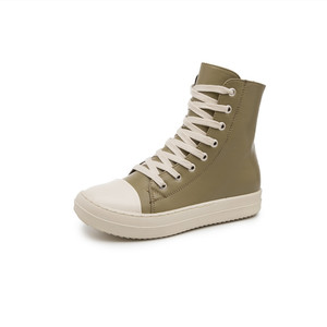 Scarpe Casual da <span class=keywords><strong>donna</strong></span> in pelle sintetica con lacci alla caviglia da <span class=keywords><strong>donna</strong></span> Sneaker Zip Hip Hop Streetwear scarpe da ginnastica nere - Product Image 5