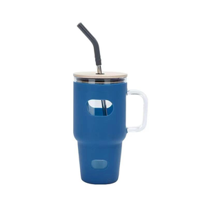 Vaso Doble de Vidrio para Bebidas, Taza de Agua para Auto con Tapa y Funda de Silicona, Tazas de Cerámica - Product Image 4