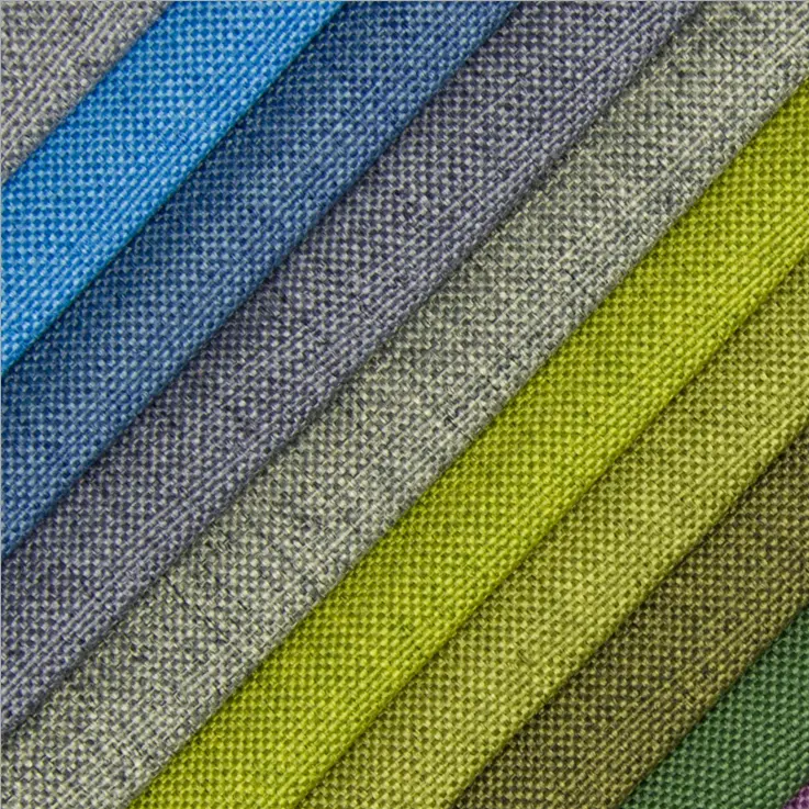 Yüksek kaliteli renkli 2 ton taklit keten % 100% polyester keten görünümlü döşemelik koltuk kumaşı