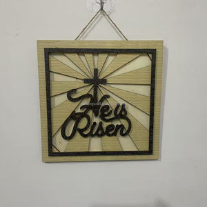 Corte láser moderno 'He Is Risen' Decor Sign Frase Christian Catholic Home & Community Centers Pascua Cumpleaños Boda Bodegón - Product Image 2
