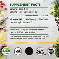 Gouttes sous la langue vitamine B12 pour dames et hommes 5000 MCG gouttes de vitamines végétaliennes saveur de fruits absorption facile soutien immunitaire
