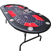 Table de poker Texas Hold'em professionnelle pour 10 joueurs, avec rail rembourré en cuir, pieds pliants, design moderne, pour casino et usage intérieur