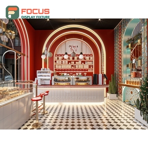 ตู้โชว์กาแฟแบบมืออาชีพ ประตูกระจกมีไฟ ชั้นวางสินค้า ตู้โชว์ร้านกาแฟ - Product Image 6