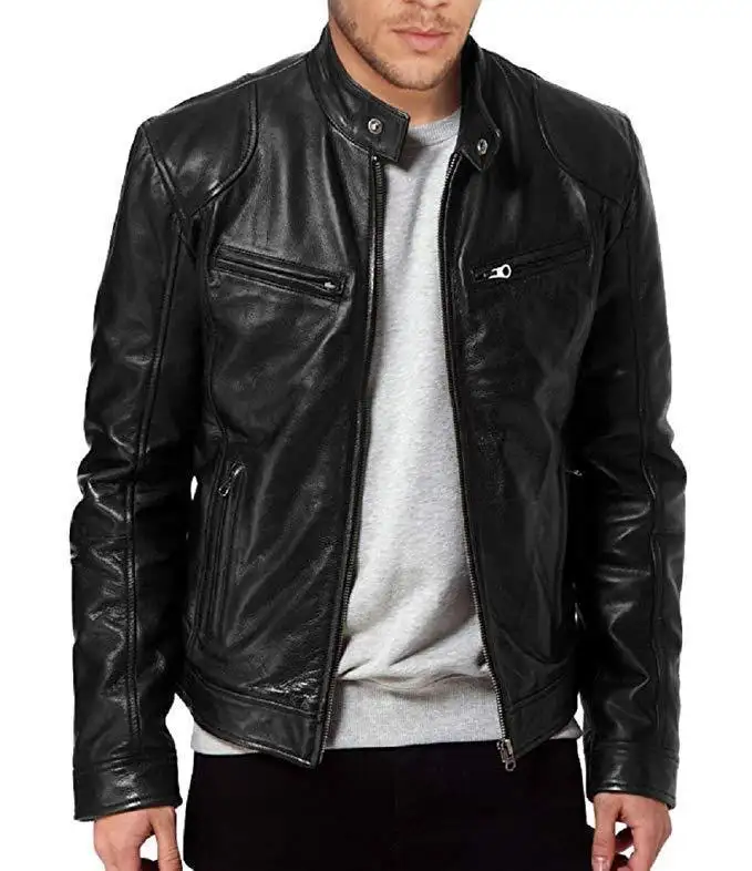 Fall fashion new men's stand-collar slim Plus Size Jackets with zipper pu leather motorcycle leather jacket men