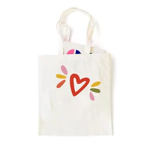 High Quality Cute Shopping Family Friends Gifts Women Reusable Love Canvas Tote Cotton Bag For Packing