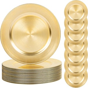 Assiettes de présentation modernes jetables écologiques en plastique noir de 13 pouces avec perles pour fournitures de mariage et de fête - Product Image 2