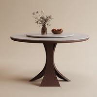 Ensemble table et chaises de salle à manger en bois de style français vintage du milieu du siècle, plateau en ardoise, base sur piédestal, design de luxe léger, usage domestique, petit modèle