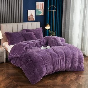 Hot Bán Duvet Cover Set Đầy Màu Sắc Sang Trọng Xù Xù Giả Lông Fluffy Len Nhung Tấm Ga Giường <span class=keywords><strong>Comforter</strong></span> Bộ Bộ Đồ Giường Bộ - Product Image 6