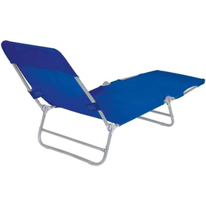 Chaise longue d'extérieur en acier avec tissu textile bleu - Product Image 4